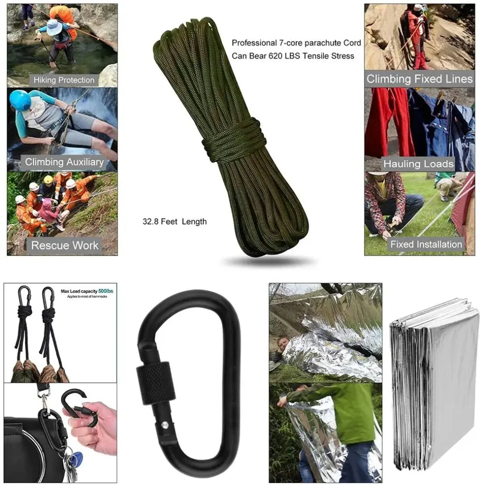 Kit de survie d'urgence professionnel, équipement de Camping multifonction